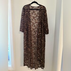Leopard Print Sheer Kimono 2x/3x